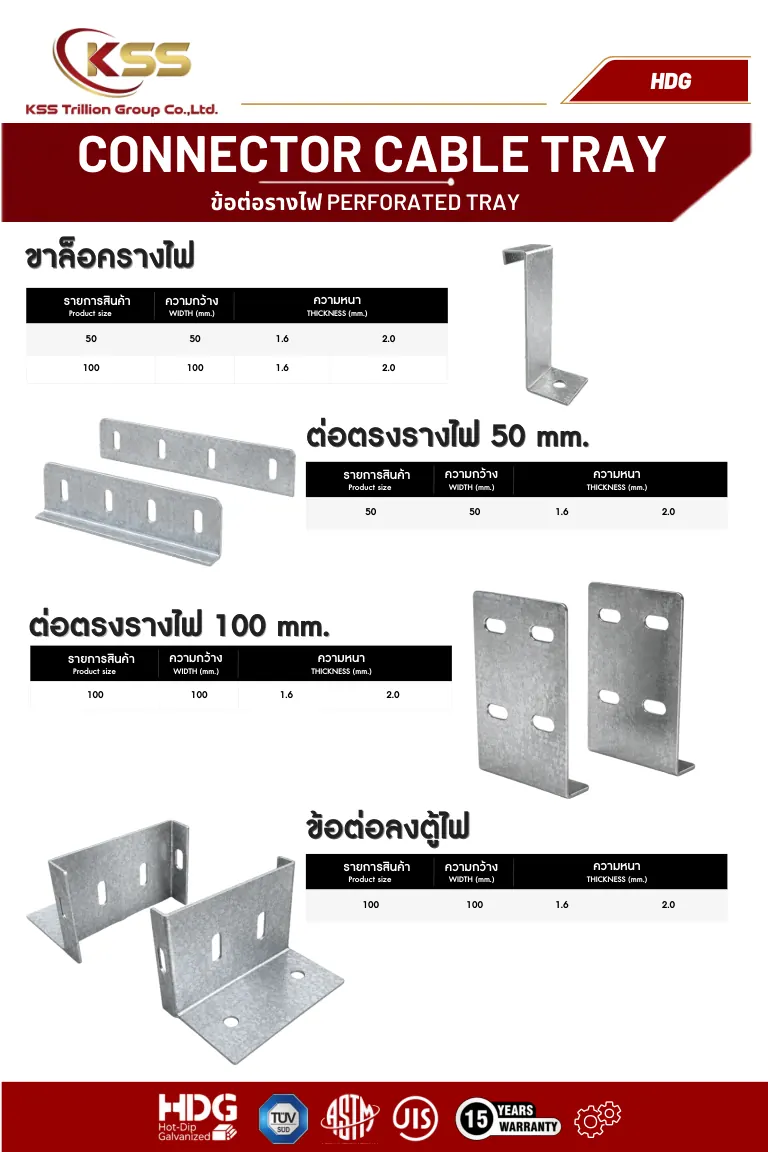 ภาพ Connector Cable Tray HDG - ขาล็อครางไฟ - ข้อต่อรางเคเบิ้ล 2