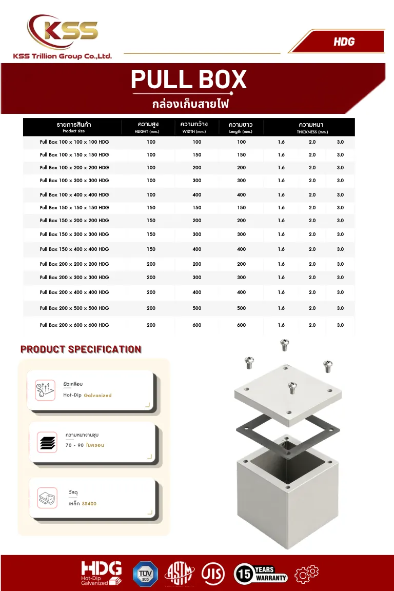 ภาพ Pull Box HDG - กล่องพักสายไฟ ชุบกัลวาไนซ์ - กล่องพักสายไฟ 2